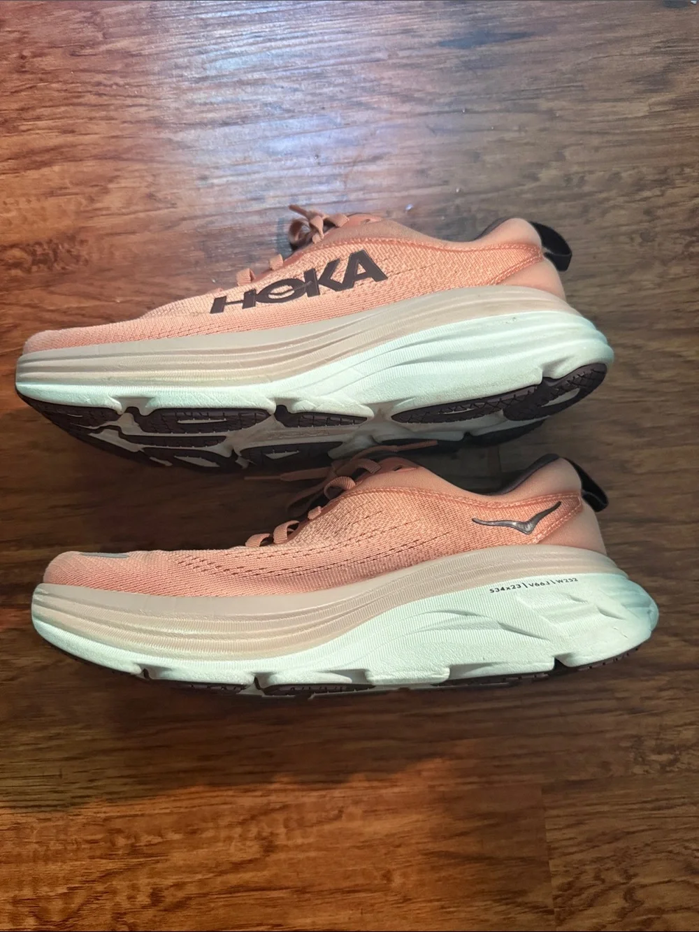Hoka Women's Peach Athletic Running Shoes with White Sole - Picture 2 of 4